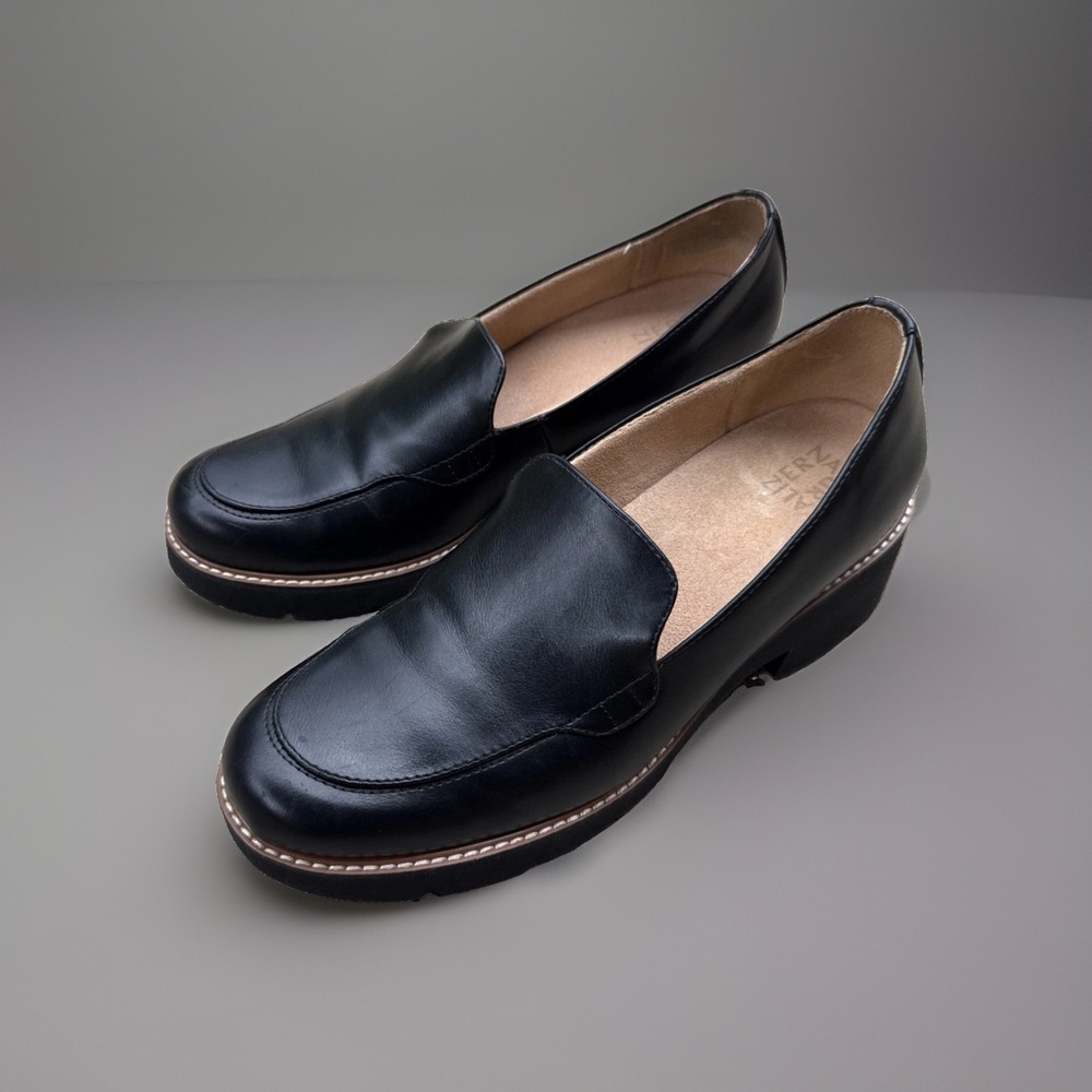 Naturalizer Cabaret Lug Sole Loafers Leather Black Women's Shoes Size 11 M